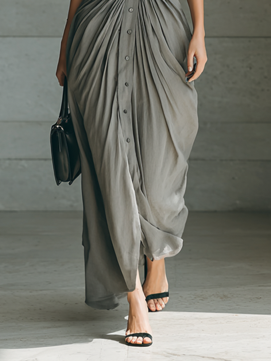Séverine | Robe longue plissée