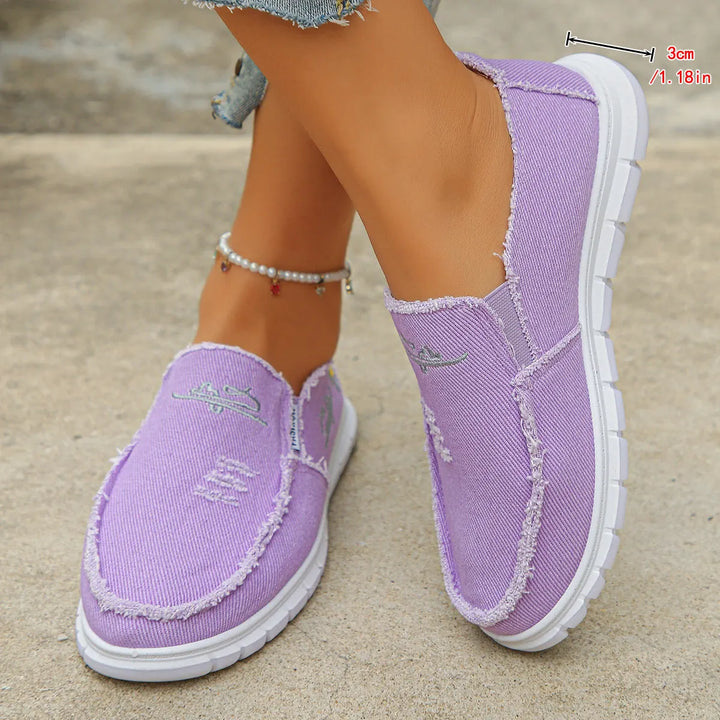 Prune | Mocassins décontractés en toile brodée