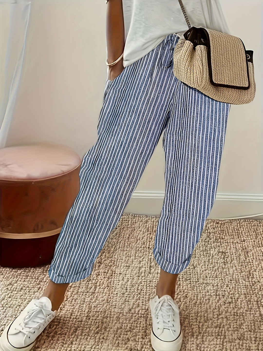 Violaine | Pantalon large à rayures
