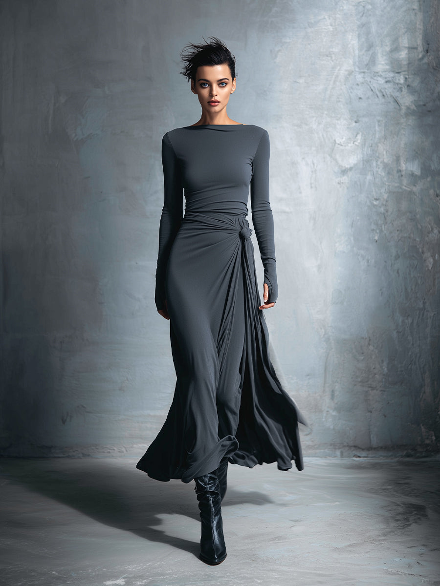Éléa | Robe longue à nœud latéral