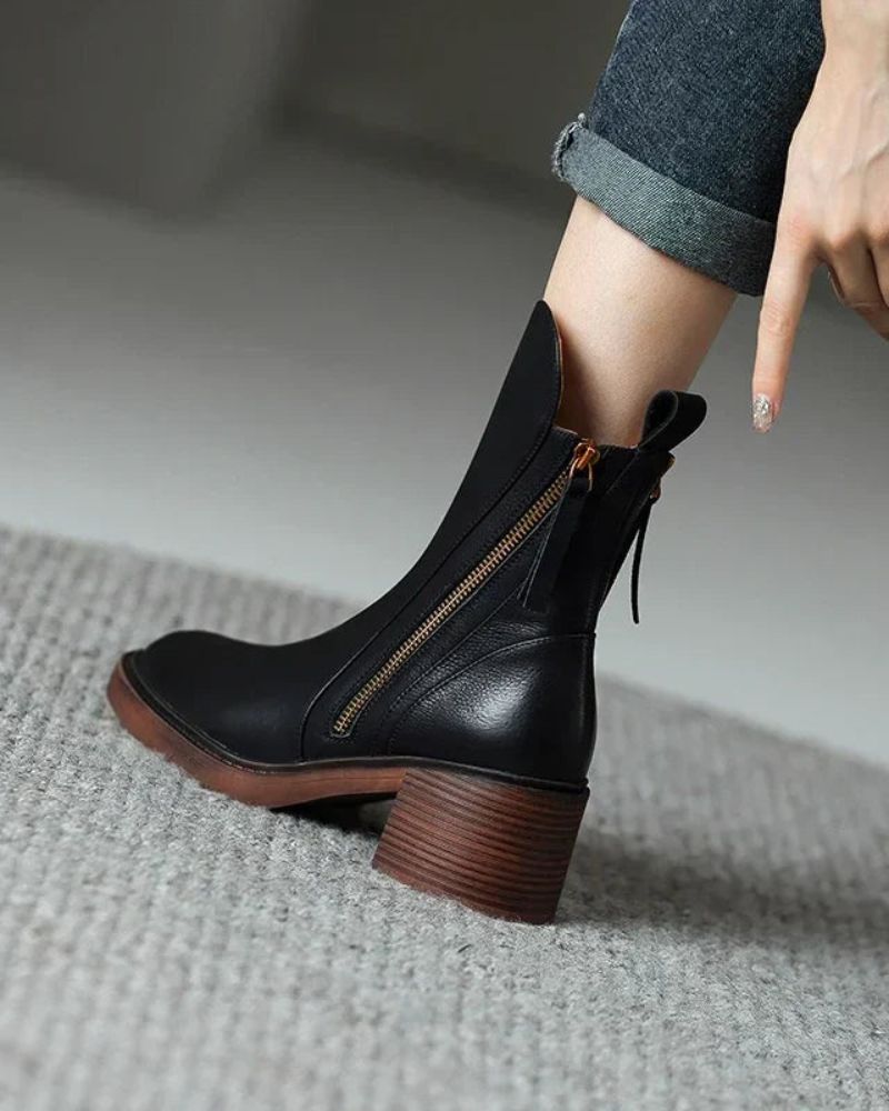 Delphine | Bottines en cuir à talon confortable