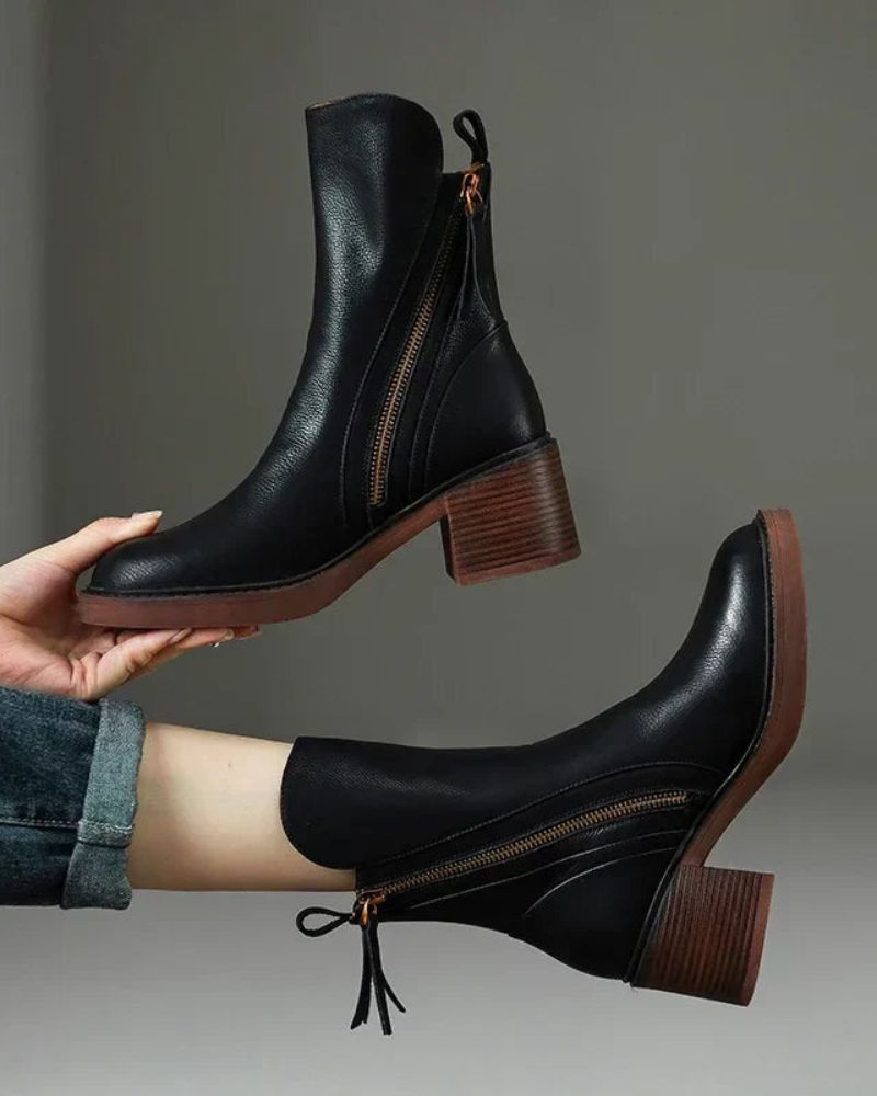 Delphine | Bottines en cuir à talon confortable