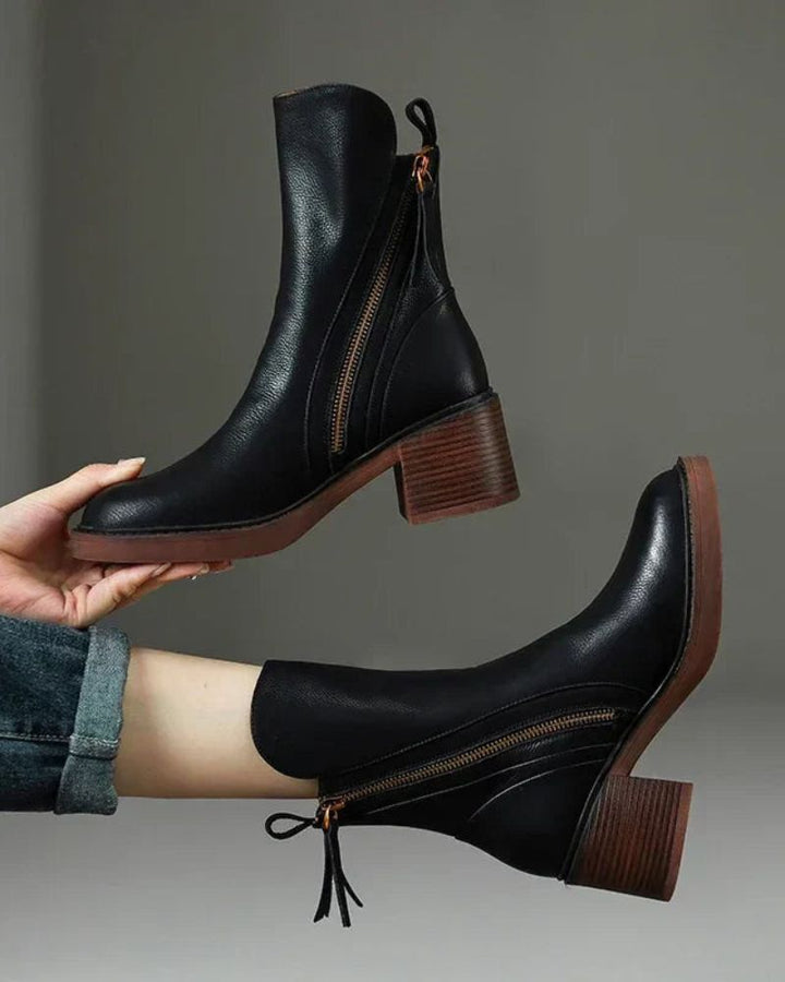 Delphine | Bottines en cuir à talon confortable