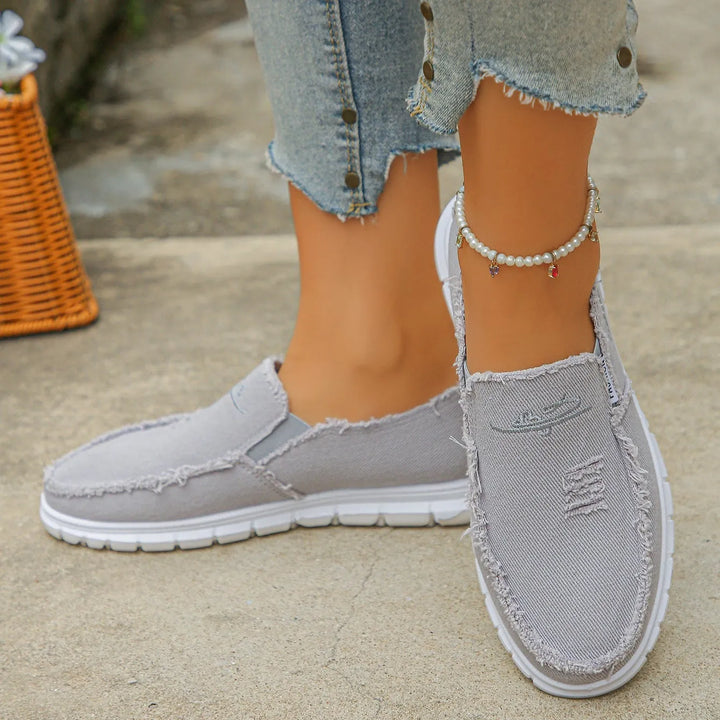 Prune | Mocassins décontractés en toile brodée