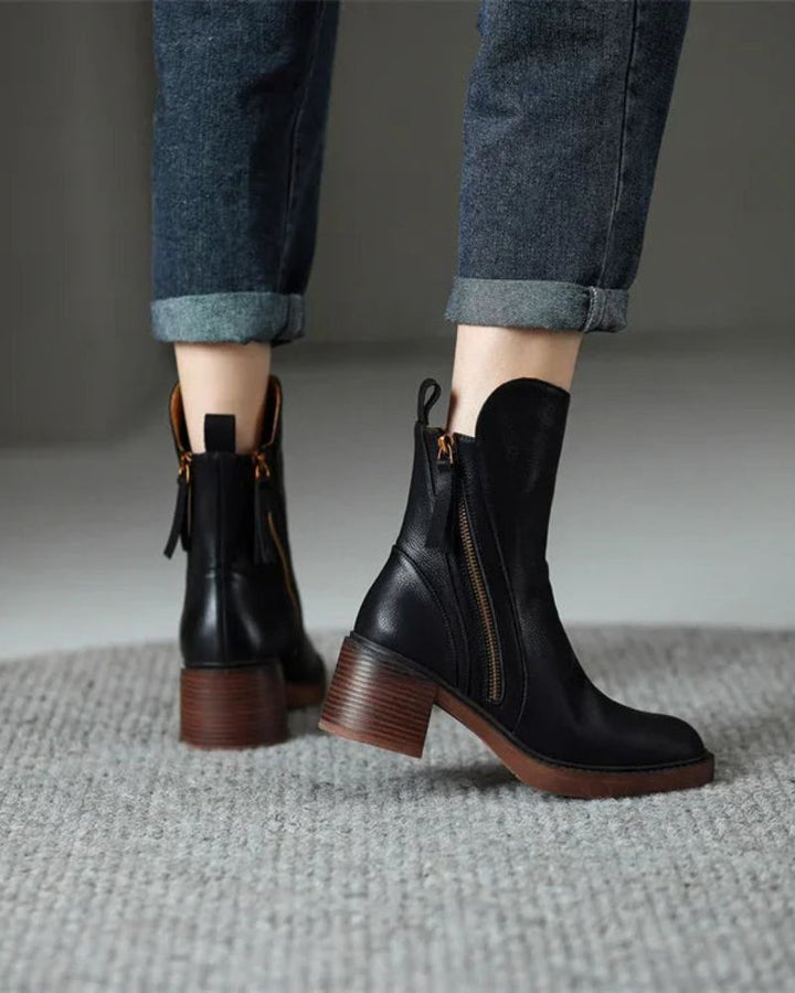 Delphine | Bottines en cuir à talon confortable