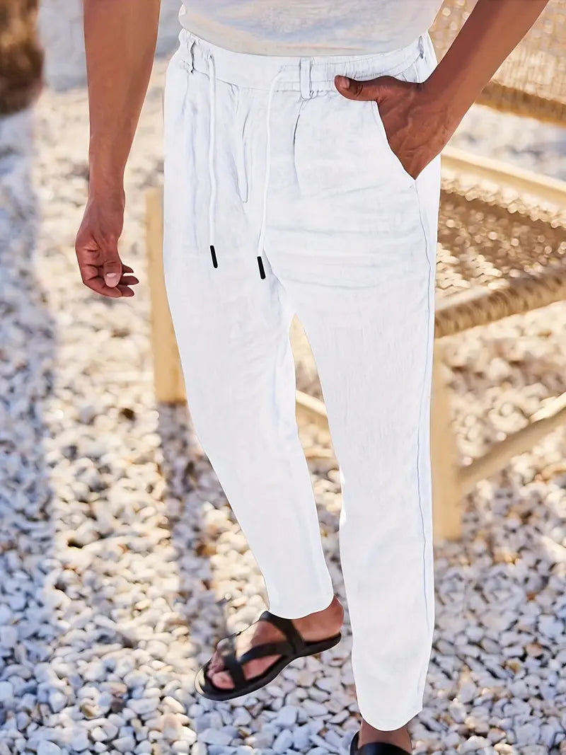 Adrien | Pantalon large en lin avec cordon