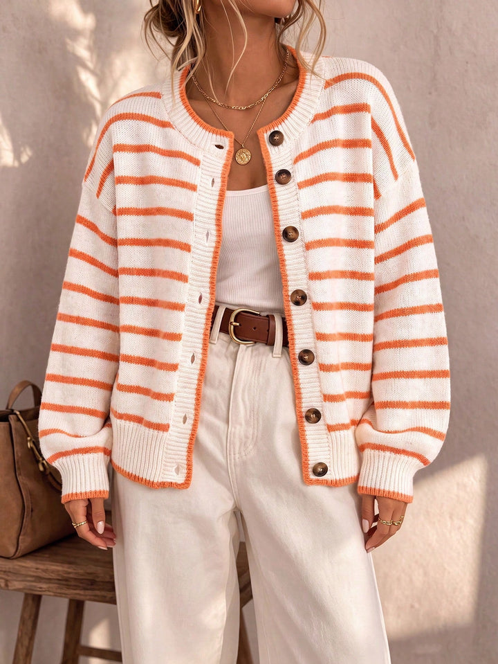 Morgane | Cardigan rayé en maille