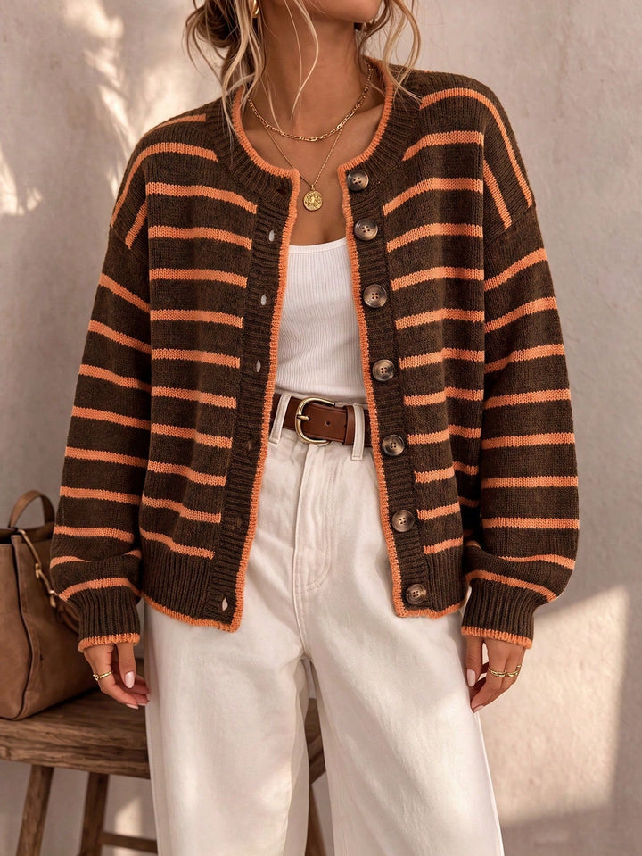 Morgane | Cardigan rayé en maille