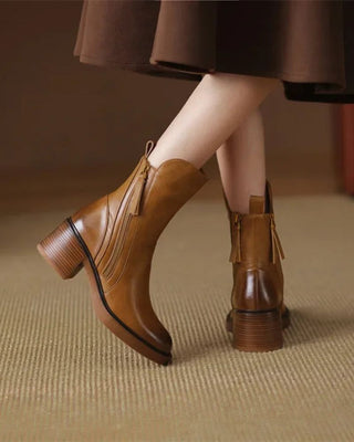 Delphine | Bottines en cuir à talon confortable