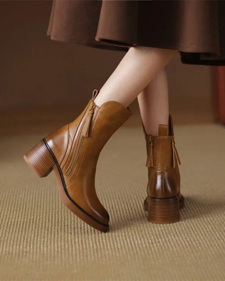 Delphine | Bottines en cuir à talon confortable