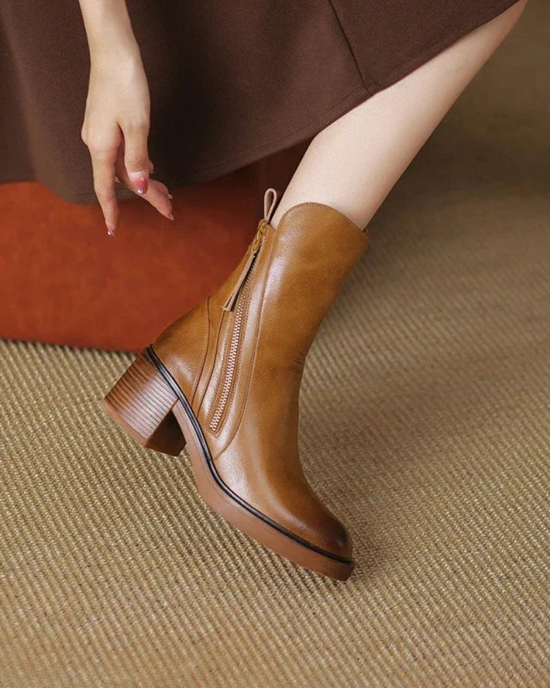 Delphine | Bottines en cuir à talon confortable