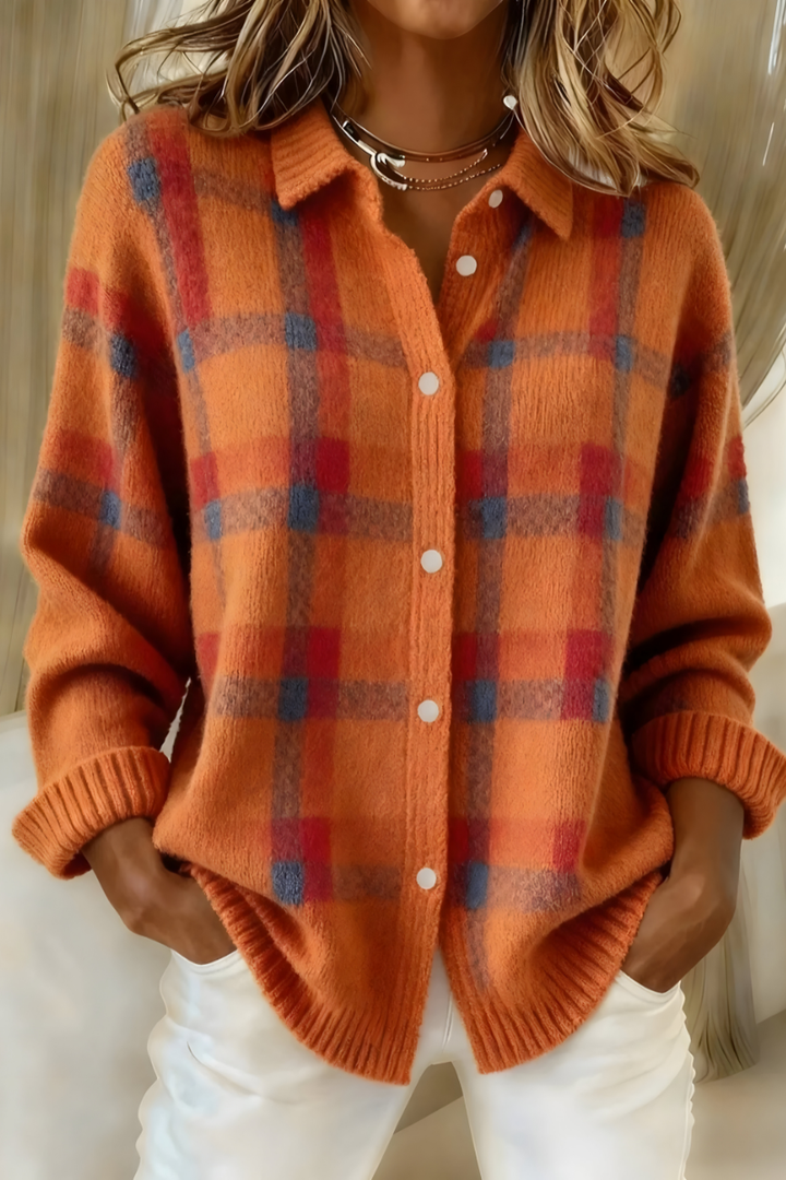 Aliénor | Cardigan doux à carreaux