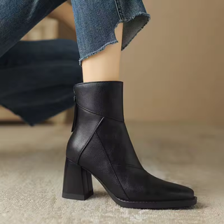 Alix | Bottines à talon bloc et zip arrière