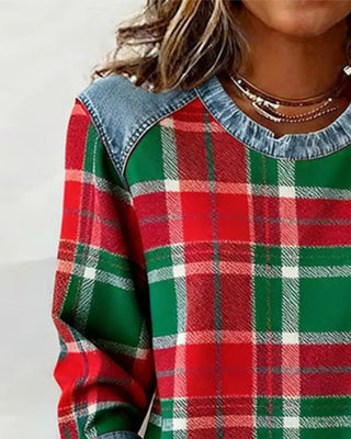 Nina | Chemise à carreaux et empiècement en jean