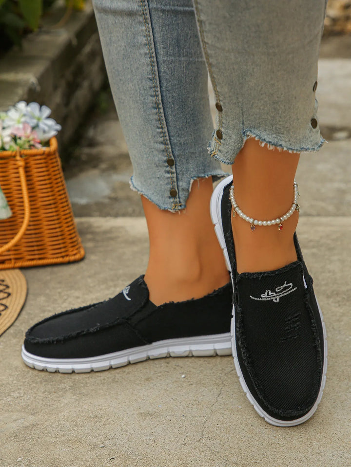 Prune | Mocassins décontractés en toile brodée