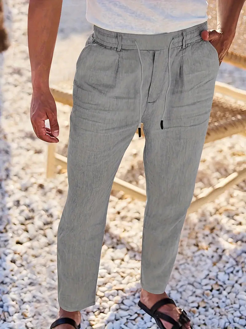 Adrien | Pantalon large en lin avec cordon