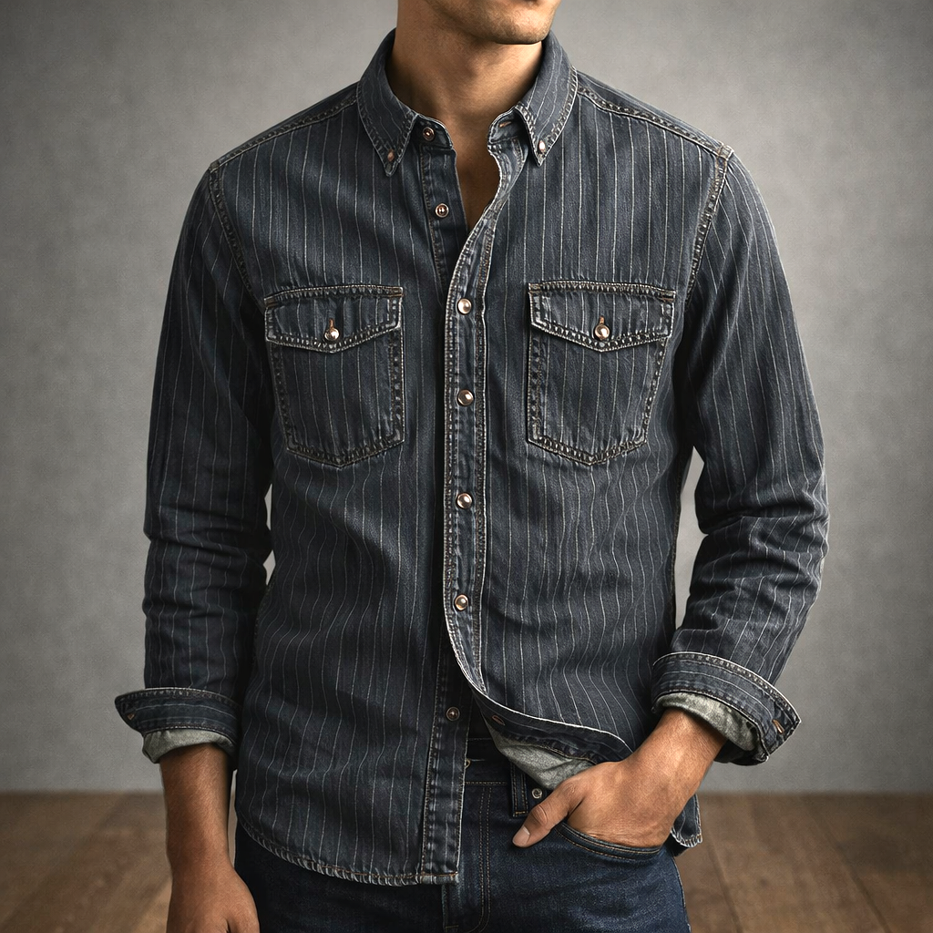 Yann | Chemise à rayures manches longues
