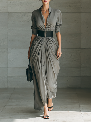 Séverine | Robe longue plissée