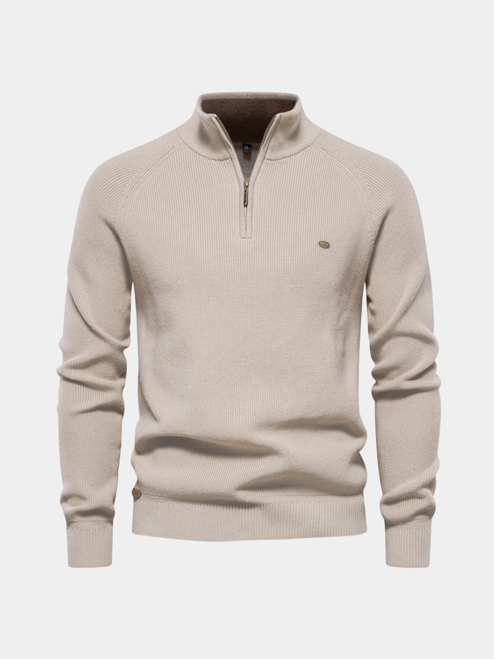 Pierre | Pull demi-zip en maille côtelée