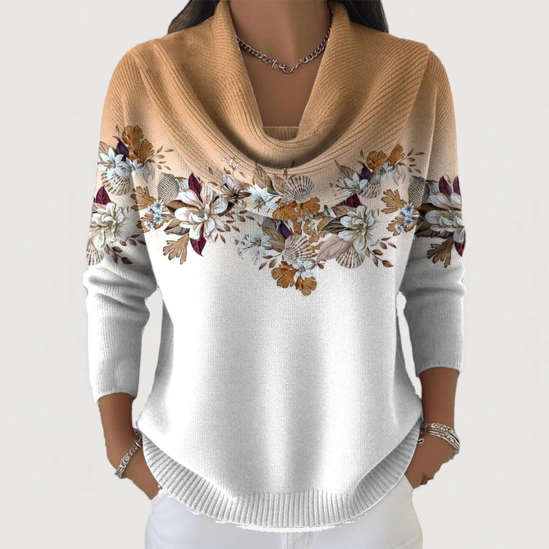 Coline | Pull fleuri à col roulé