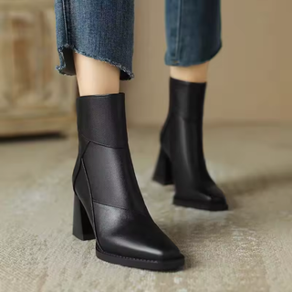 Alix | Bottines à talon bloc et zip arrière
