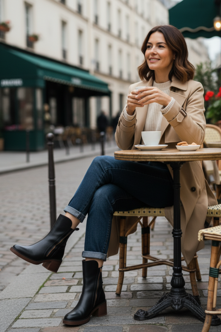 Delphine | Bottines en cuir à talon confortable