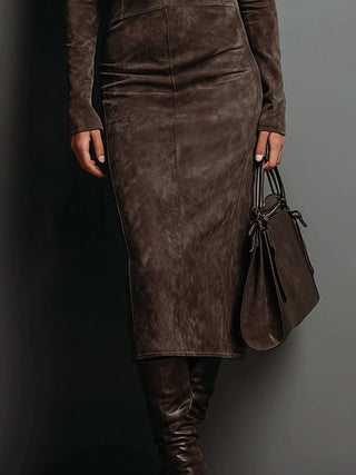 Constance | Robe midi marron