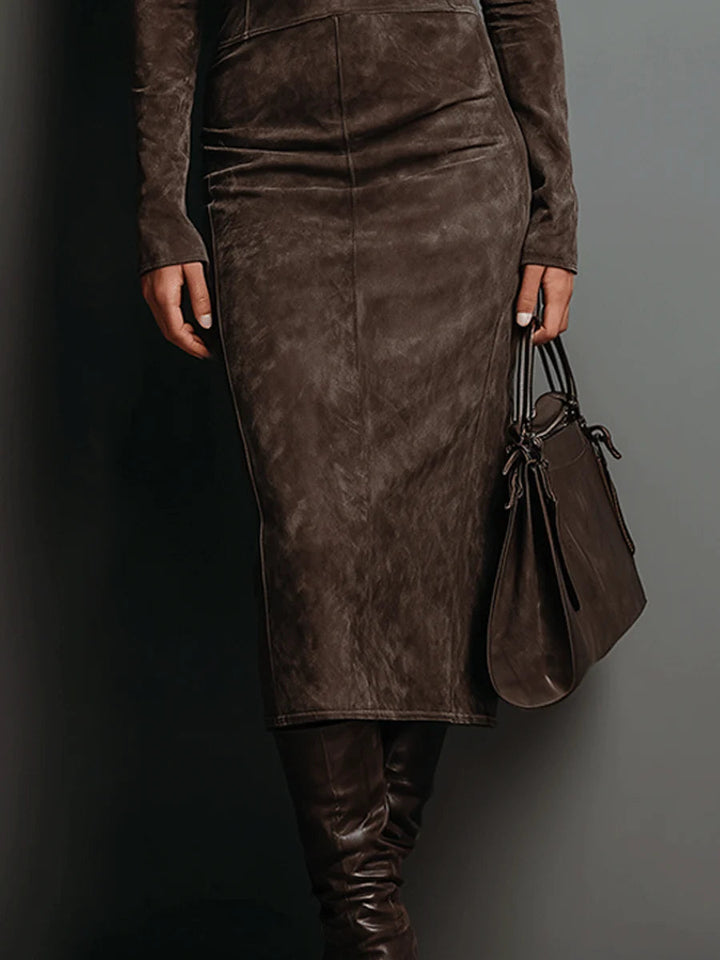 Constance | Robe midi marron