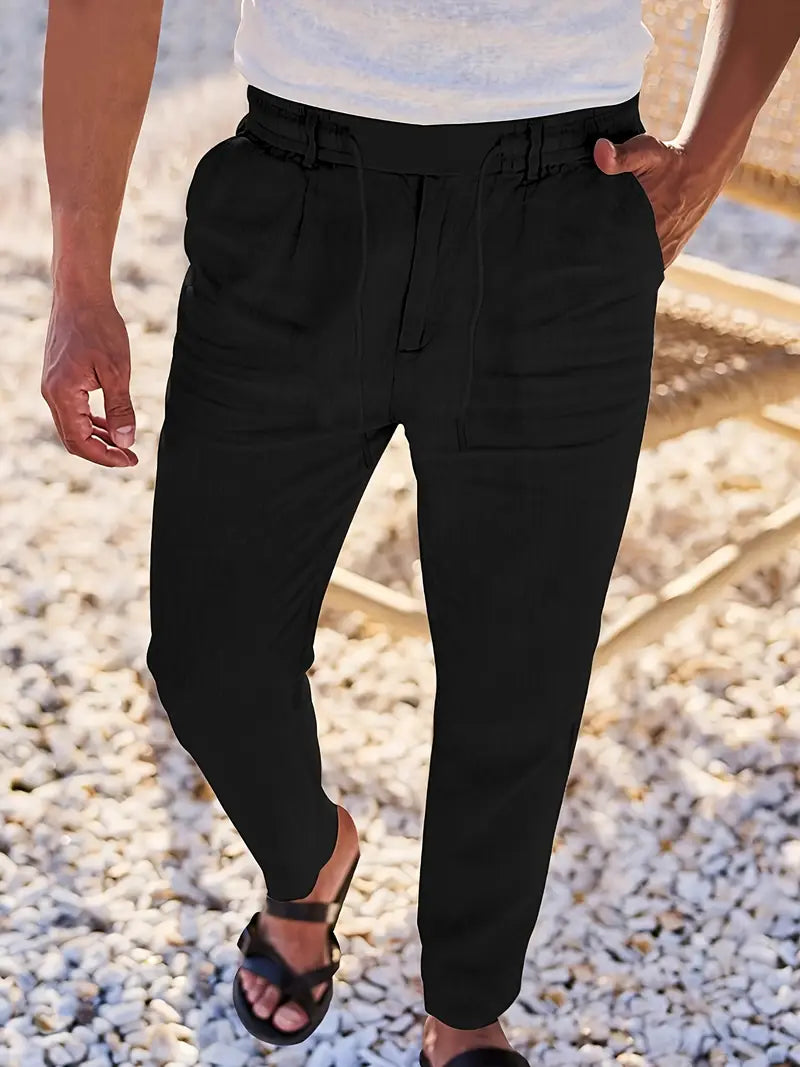 Adrien | Pantalon large en lin avec cordon