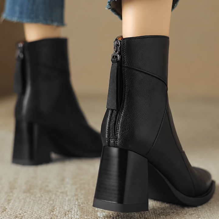 Alix | Bottines à talon bloc et zip arrière