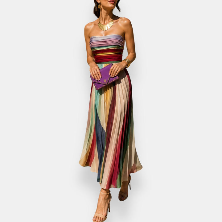 Pauline | Robe longue plissée bustier