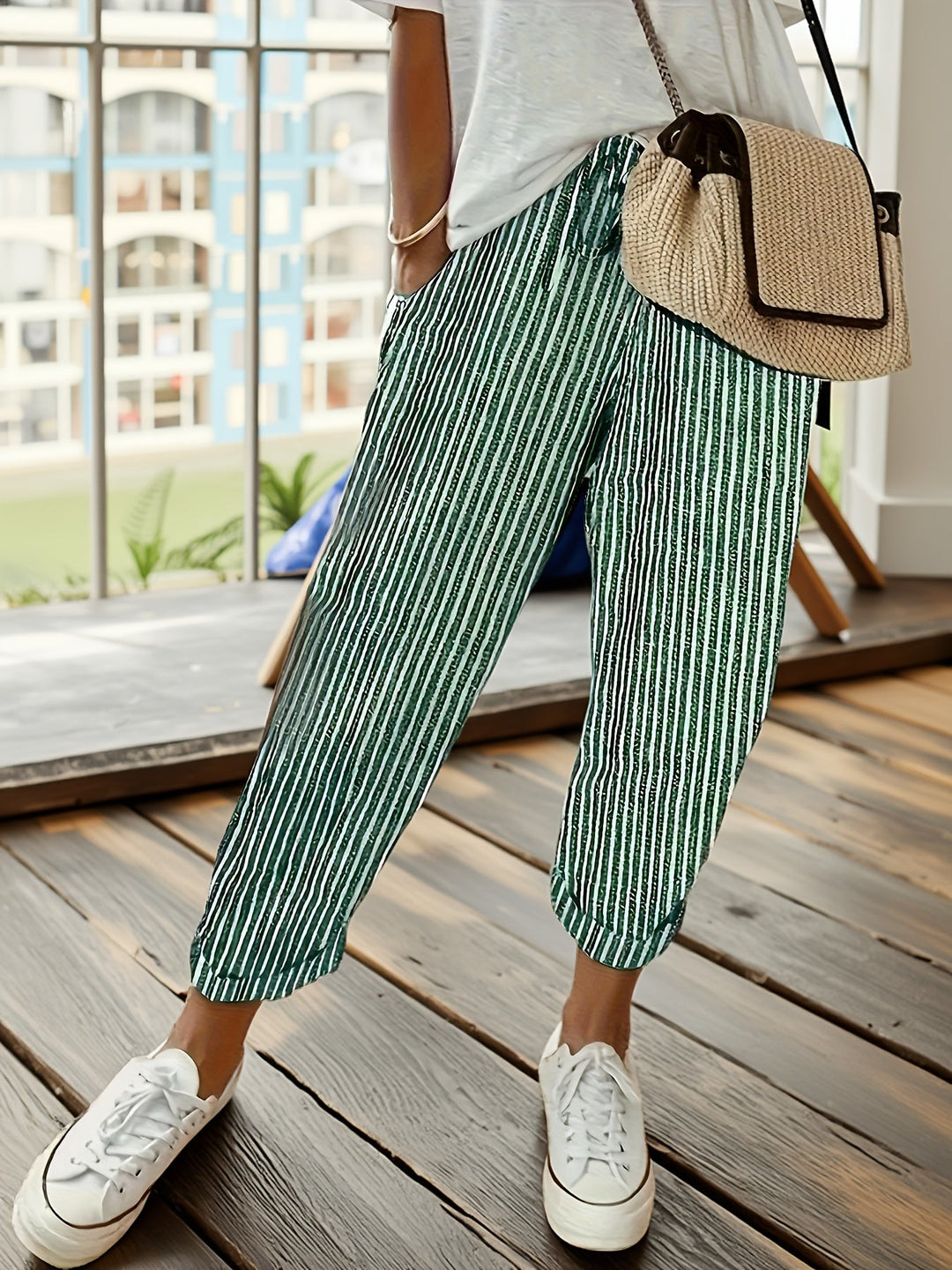 Violaine | Pantalon large à rayures