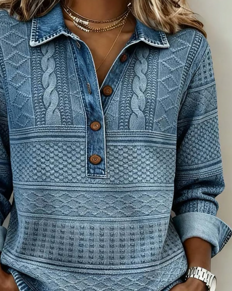 Flora | Pull texturé à col boutonné