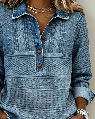 Flora | Pull texturé à col boutonné