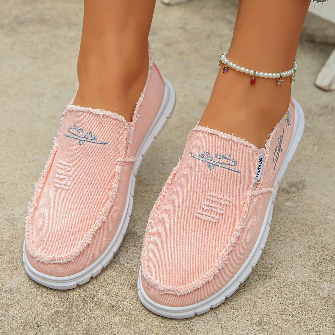 Prune | Mocassins décontractés en toile brodée
