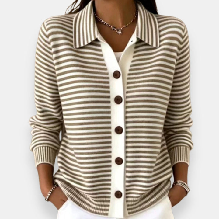Avril | Cardigan rayé boutonné