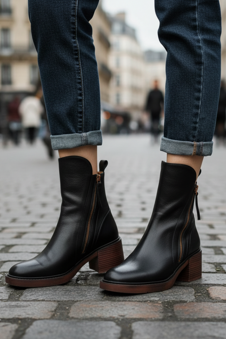 Delphine | Bottines en cuir à talon confortable