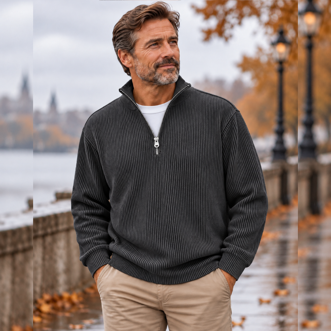 Marc | Pull col zippé côtelé