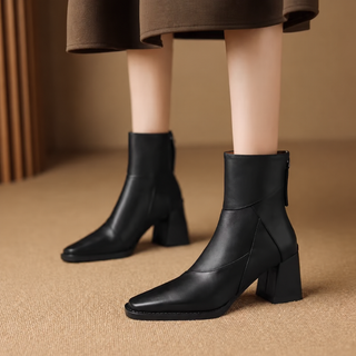 Alix | Bottines à talon bloc et zip arrière