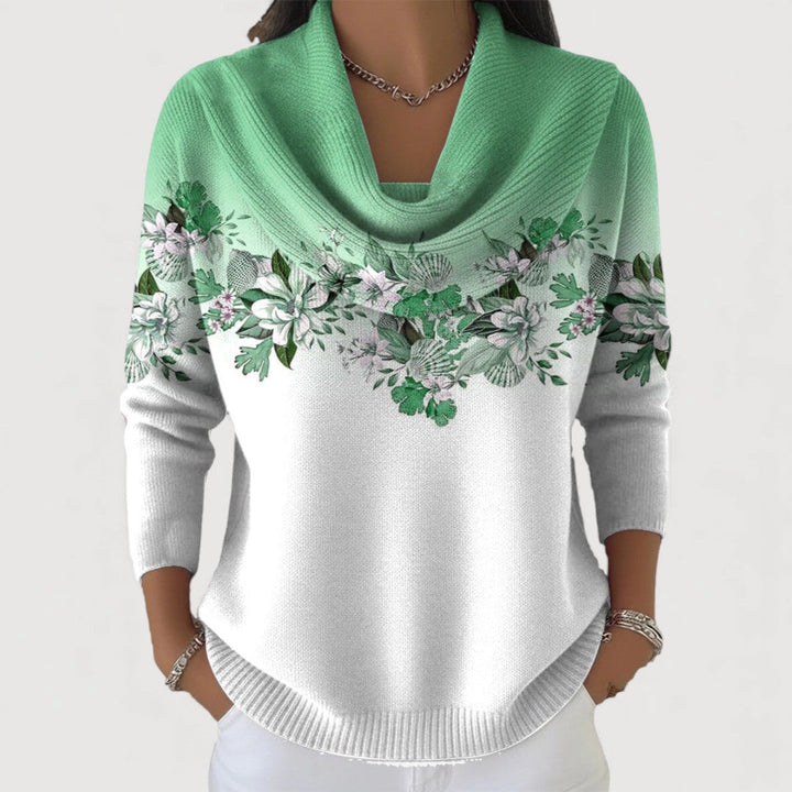 Coline | Pull fleuri à col roulé