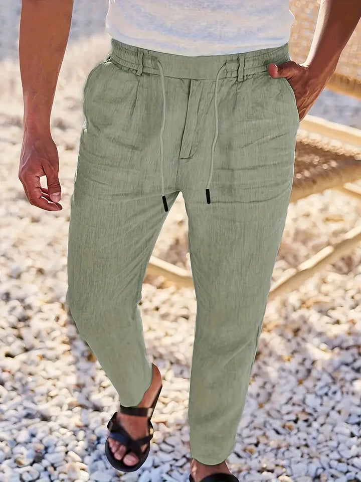 Adrien | Pantalon large en lin avec cordon
