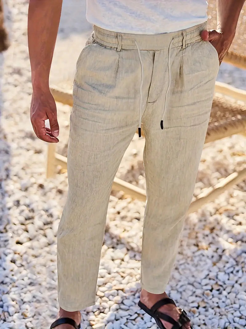 Adrien | Pantalon large en lin avec cordon