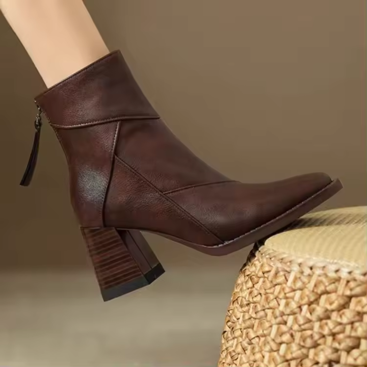 Alix | Bottines à talon bloc et zip arrière