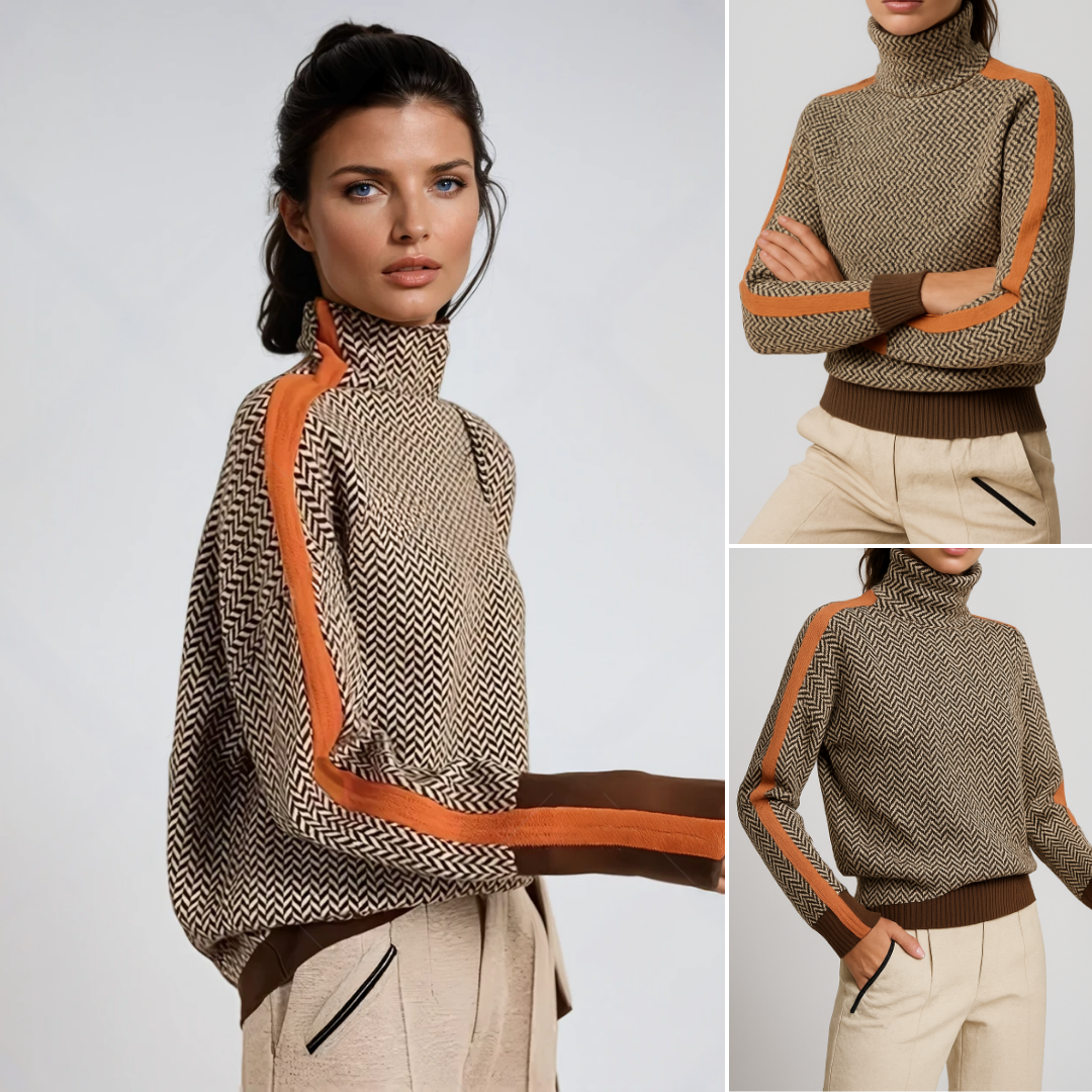 Line | Pull à col montant et rayures contrastées