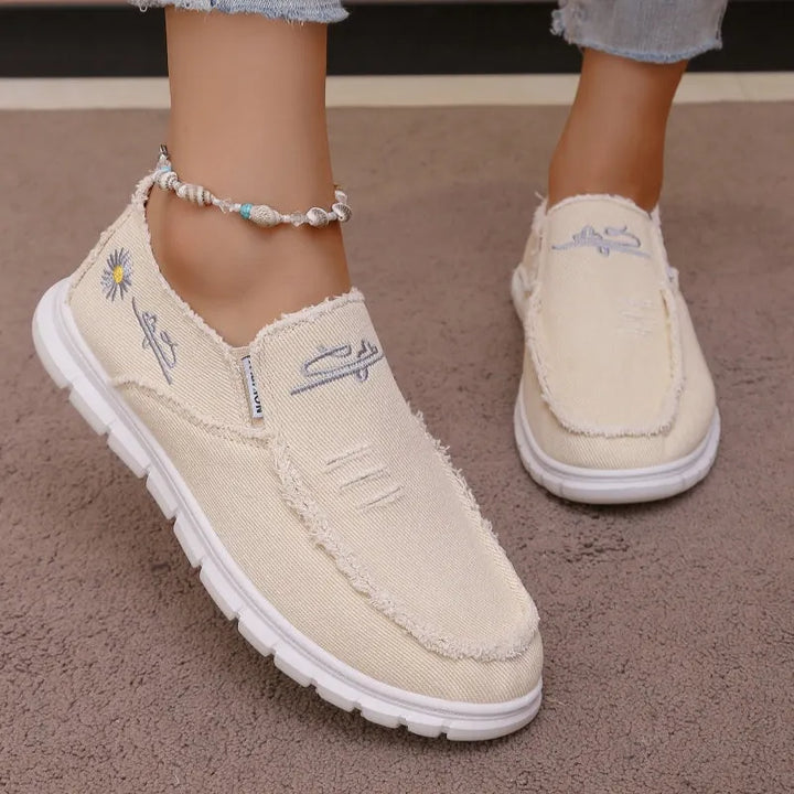 Prune | Mocassins décontractés en toile brodée