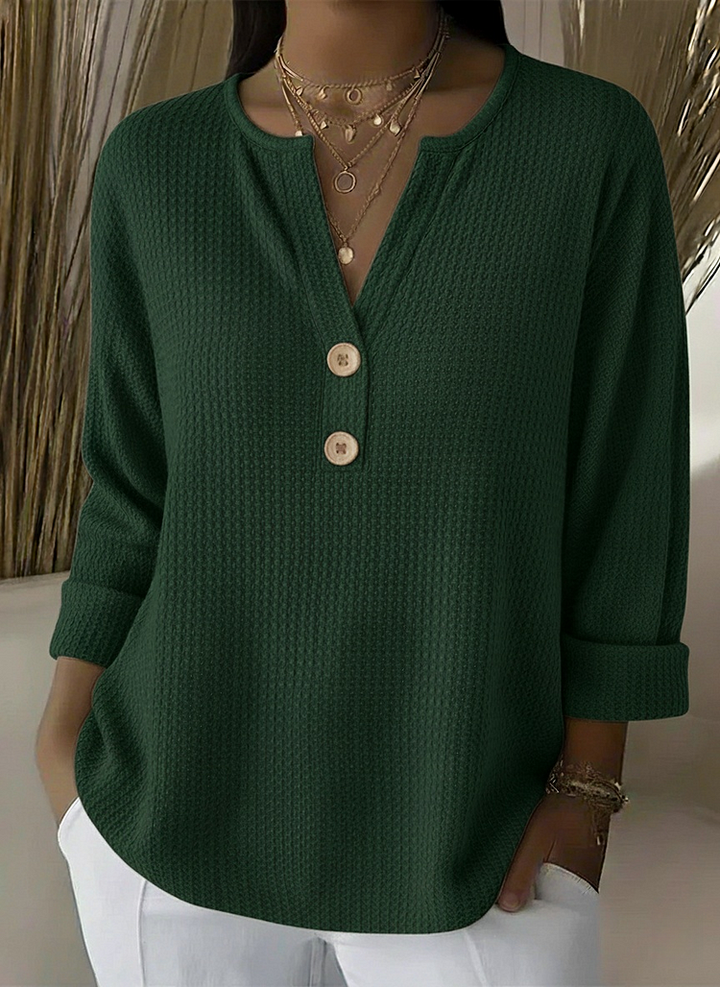 Gwenaëlle | T-shirt Henley gaufré à boutons