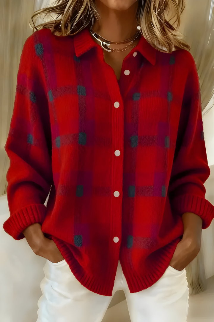 Aliénor | Cardigan doux à carreaux