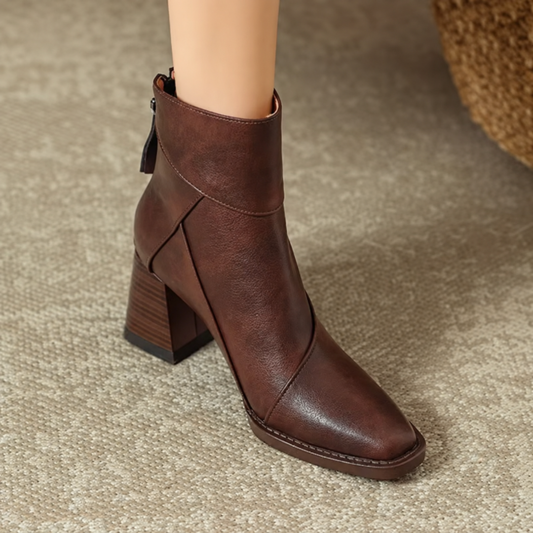 Alix | Bottines à talon bloc et zip arrière