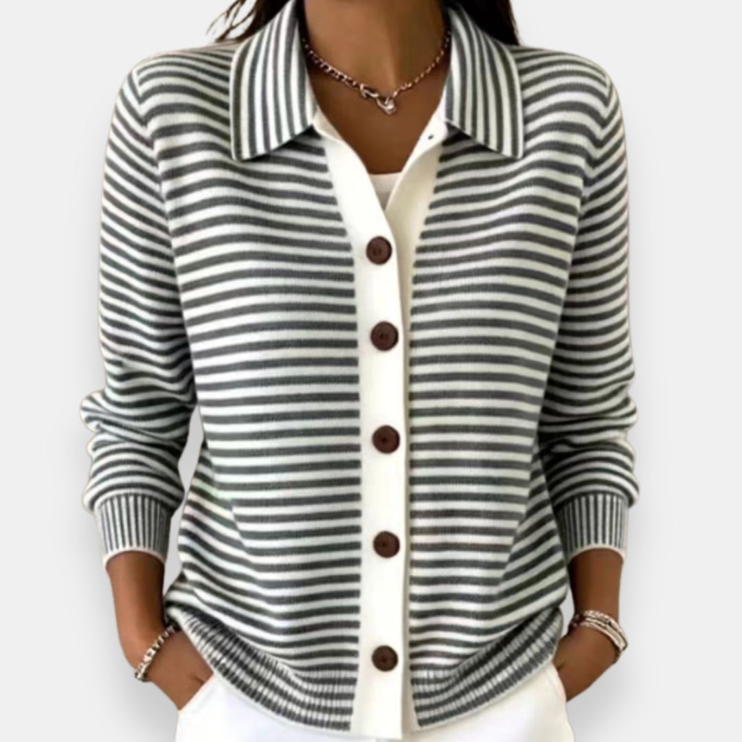 Avril | Cardigan rayé boutonné