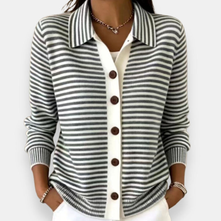 Avril | Cardigan rayé boutonné
